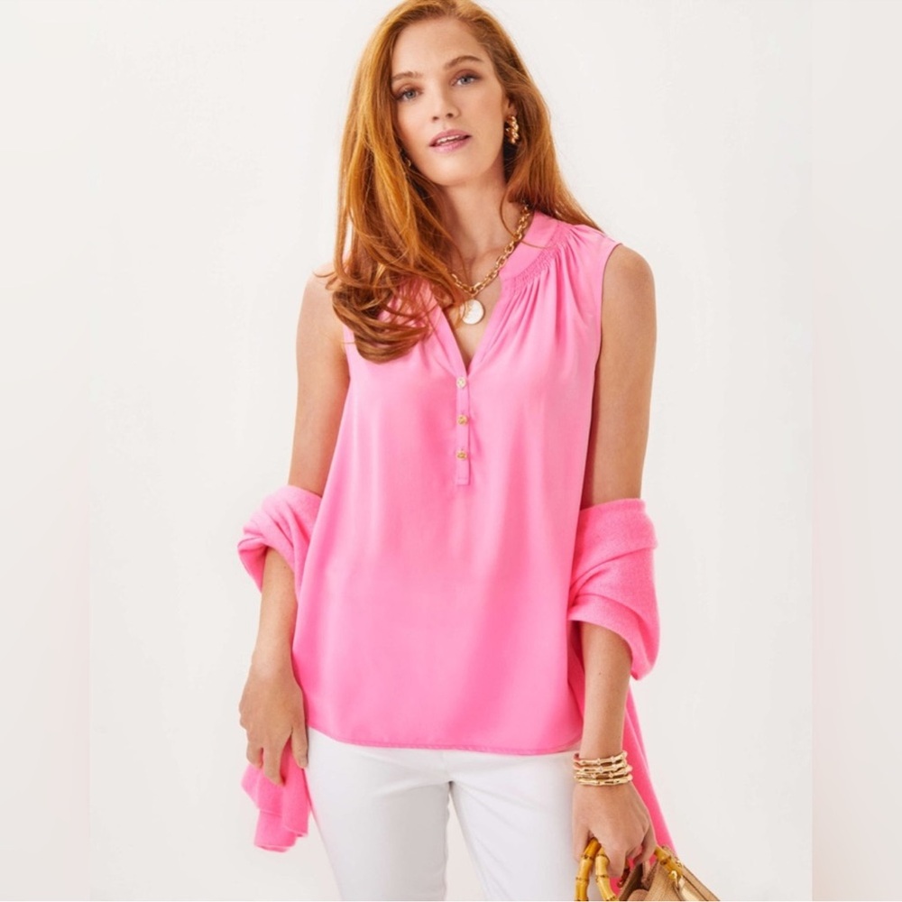 NWT LILLY PULITZER SLEEVELESS ELSA TOP - ROUSSEAU PINK